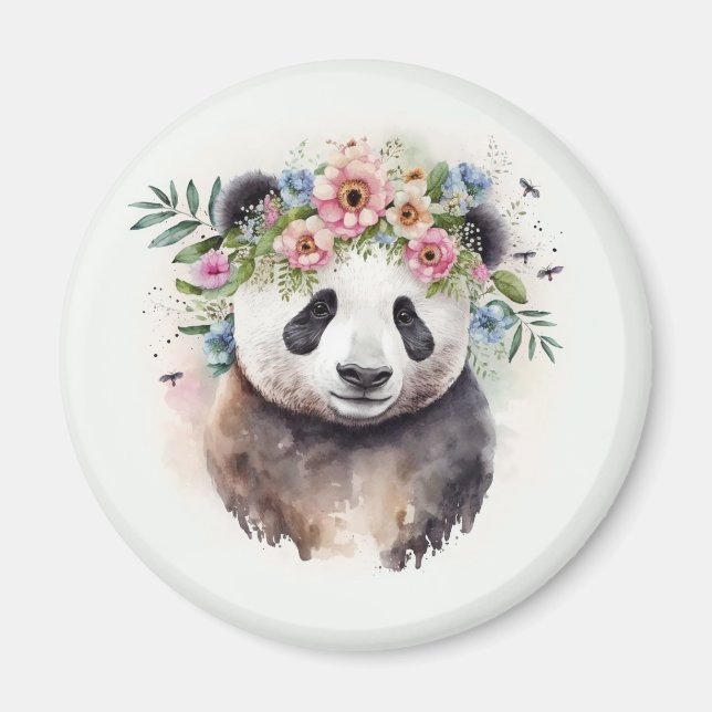 Íman Flores de Panda Aquarela (Frente)