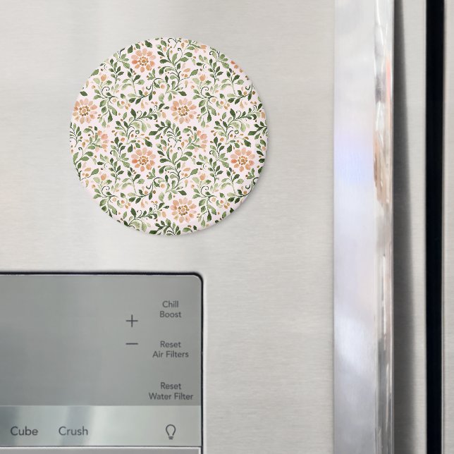 Íman Flores de Pêssego Bege Folhas Verdes (In Situ (Fridge))