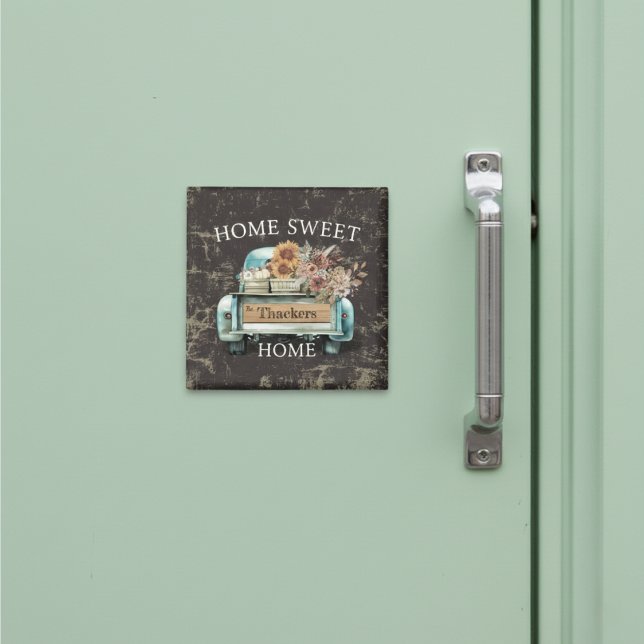 Íman Flores De Queda De Caminhão Rustic Home Sweet Home (Criador carregado)