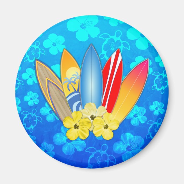 Íman Flores de surfboard e Hibiscus (Frente)