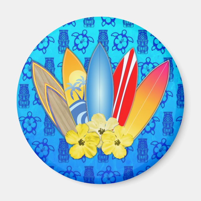 Íman Flores de surfboard e Hibiscus (Frente)