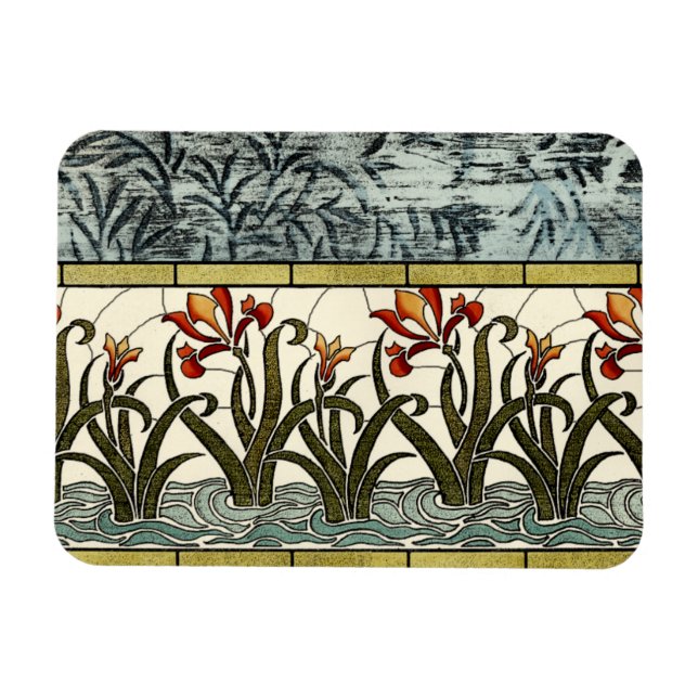 Íman Flores de vidro manchadas com borda de estanho (Horizontal)