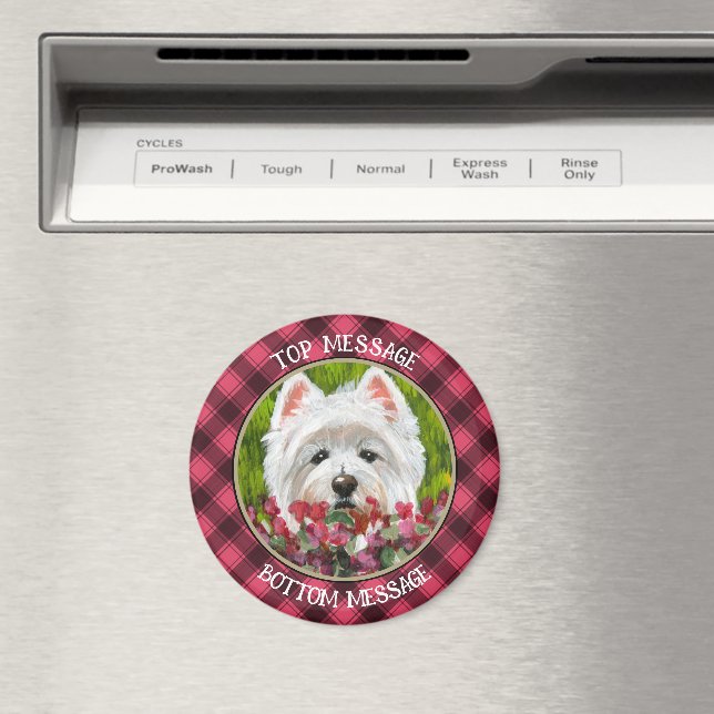 Íman Flores de Westie e Rosa (In Situ (Dishwasher))