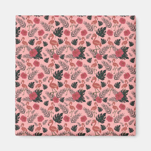 Íman Flores e folhas de padrão uniforme, cor-de-rosa,