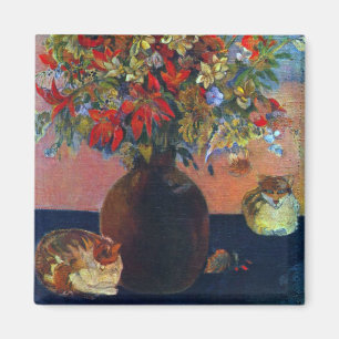 Íman Flores e Gatos de Paul Gauguin, Arte Fina Vintage