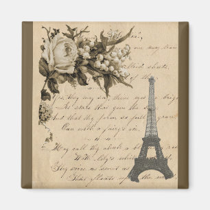 Íman Flores e torre Eiffel francesas velhas