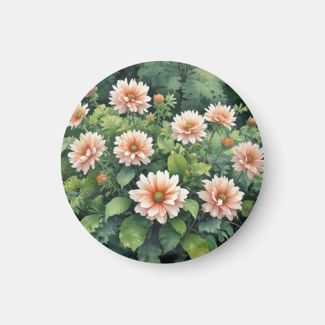 Íman Flores Elegantes em Aquarela Verde (Frente)