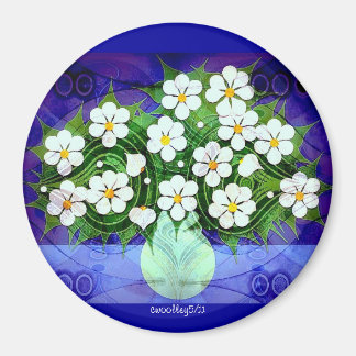 Íman Flores Em Vaso Verde No Magneto Da Meia-Noite