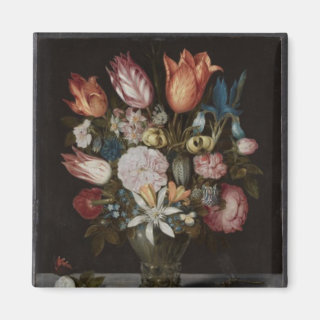 Íman Flores em vidro, Ambrosius Bosschaert Oil Paint (Frente)