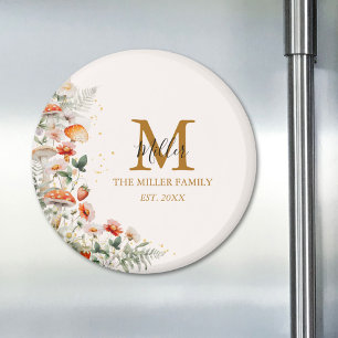 Íman Flores Florais botânicos de Monograma Floresta Cog