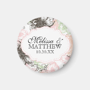 Íman Flores Florais Modernas Flores Gráficas Cor-de-Ros