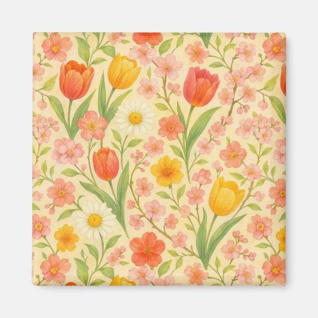 Íman Flores fofas com padrão de Páscoa/primavera (Frente)