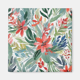 Íman Flores Folhas de Poinsettia Vermelha Botânica Nata