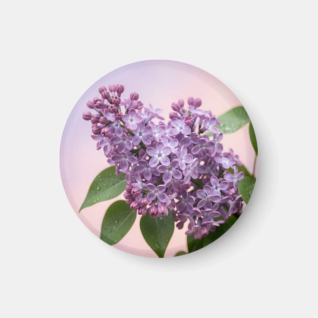 Íman Flores Frescas de Lilás Roxo Primavera Floral  (Frente)