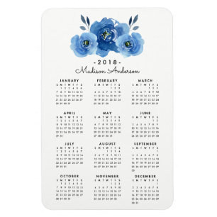 Íman Flores Indigo   Magnet Calendário Personalizado 2