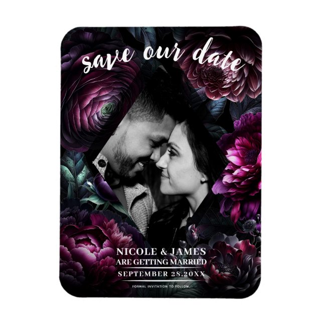 Íman Flores Negras Encantadas e Ousadas de Noiva Floral (Vertical)