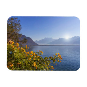 Íman Flores no lago geneva, Montreux, suiça
