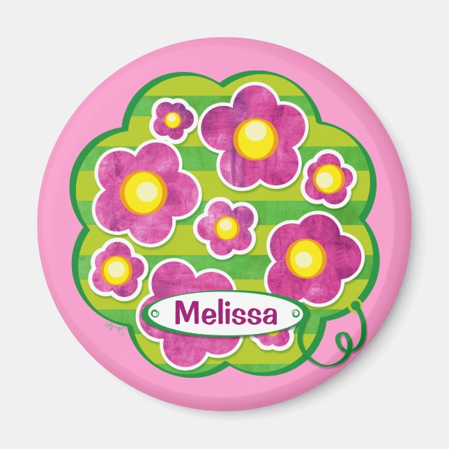 Íman Flores para bebês - ímã rosa (Frente)