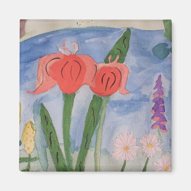Íman Flores Pelo Lago Magnet (Frente)