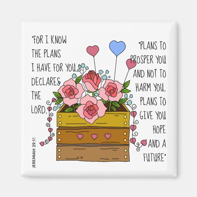 Íman Flores pintadas, verso de Jeremiah 29:11 (Frente)