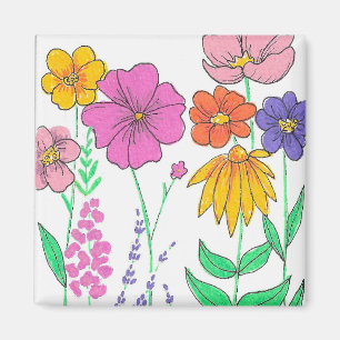 Íman Flores Pintadas Vibrantes e Caprichosas