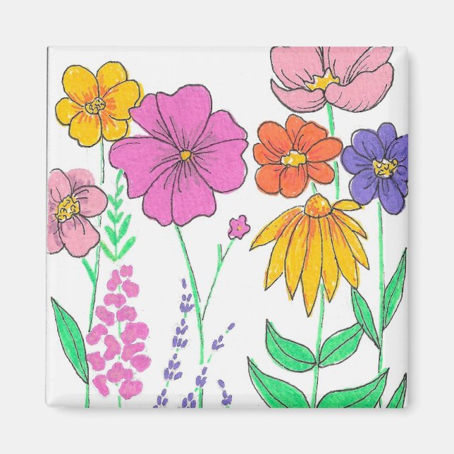 Íman Flores Pintadas Vibrantes e Caprichosas (Frente)