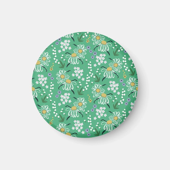 Íman Flores Retro, Padrão Botânico Sem Costura. (Frente)