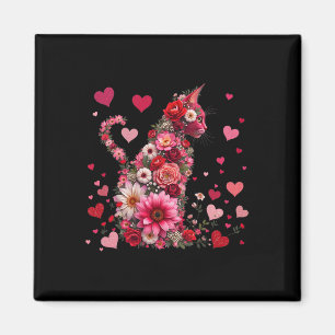 Íman Flores Românticas Amantes de Gatos Natureza Coraçã