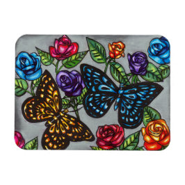 Íman Flores rosa da borboleta desenho natural original
