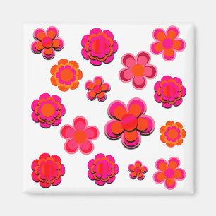 Íman Flores Rosa Quente e Laranja