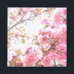 Íman Flores Rosa Sakura Padrão Floral do Flor de Cereja<br><div class="desc">Projetado com lindos e bonito antecedentes florais artísticos de flores de primavera cor-de-rosa!</div>