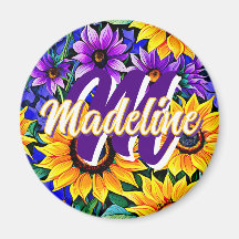 Flores Roxas e Girassóis Amarelos Personalizados