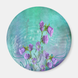 Íman Flores roxas e notas musicais