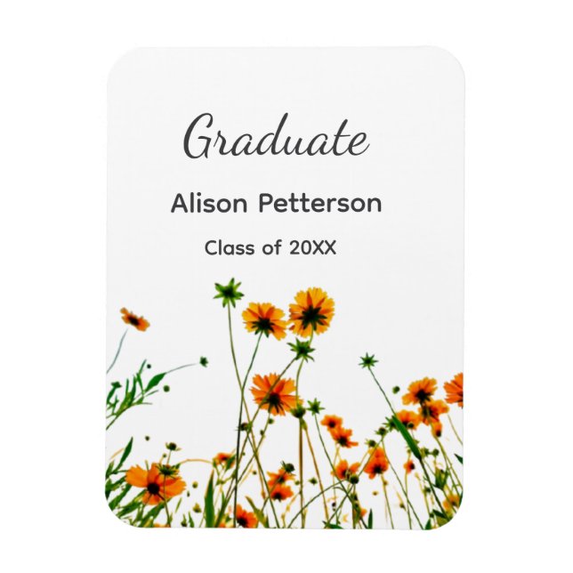 Íman Flores silvestres amarelas alaranjadas modernas e  (Vertical)