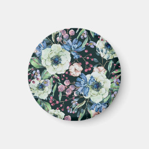 Íman Flores Silvestres Anêmona: Padrão Vintage em Aquar