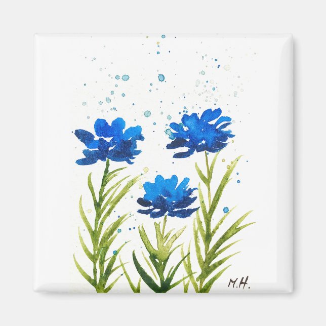 Íman Flores silvestres azuis, cor-de-água, chic (Frente)