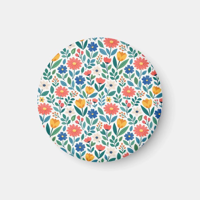Íman Flores Silvestres Coloridas em Estilo Escandinavo (Frente)