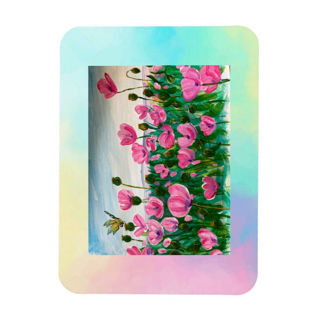 Íman Flores Silvestres Cor-de-Rosa  (Vertical)