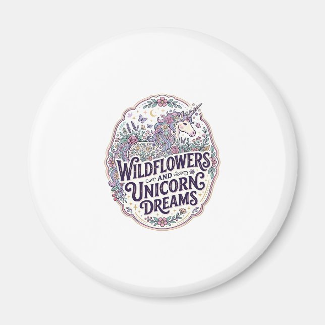Íman Flores Silvestres de Unicórnio e Sonhos de Unicórn (Frente)