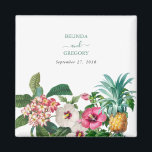 Íman Flores Tropicais De Cores Aquáticas E Casamento Ve<br><div class="desc">Um belo design de casamento de flores aquáticas tropicais e verde. Um design único que usa botânicos com coloração aquosa, como Hibiscus, Plumeria e Abacaxi. Um design floral moderno, branco e tropical, com um traço de verde. Um casamento chic favorece a design com elementos modernos. Os convites de casamento e...</div>