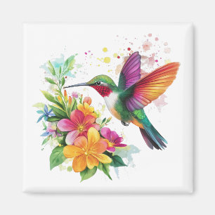 Íman Flores Tropicais De Hummingbird