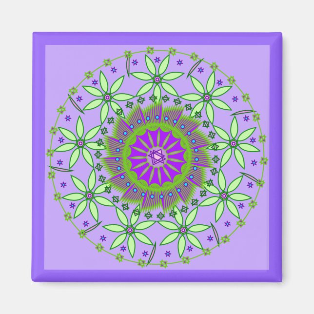 Íman Flores Verdes/Lavandas Mandala (Frente)