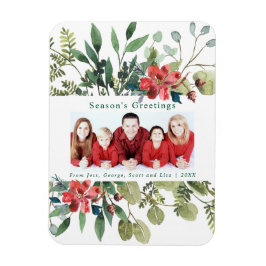 Íman Flores Vermelhos Aquarelas Foto de inverno Verde