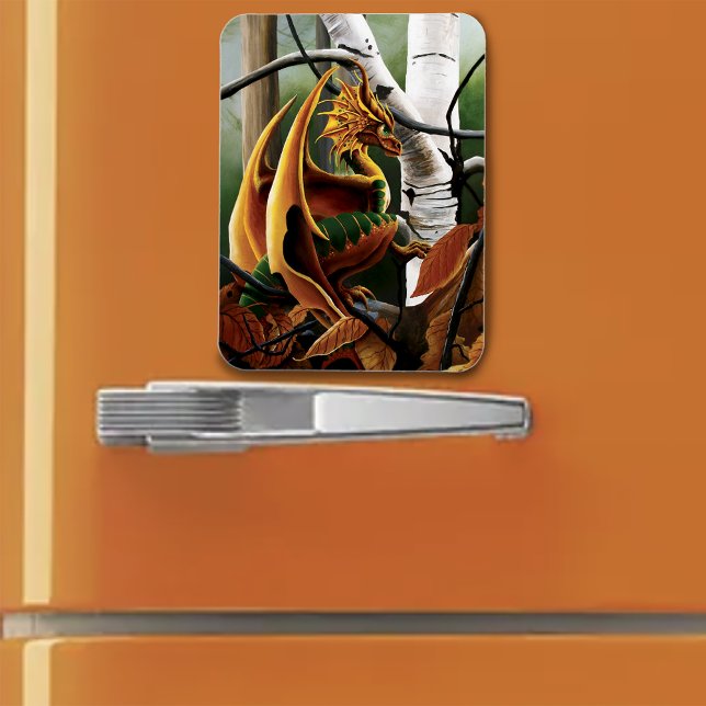 Íman Floresta de Outono Âmbar Dragão Bétulas Fantasia (Criador carregado)