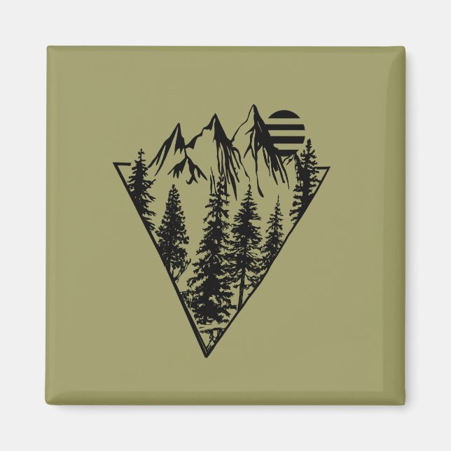 Íman Floresta de pinheiros com paisagem mínima (Frente)