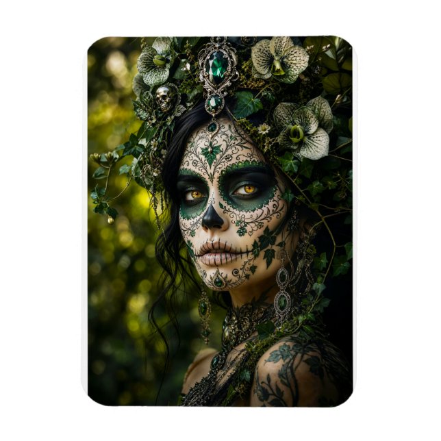 Íman Floresta Esmeralda Calavera – Botânica Verde (Vertical)