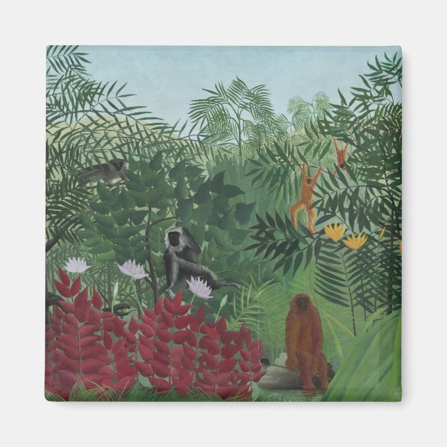Íman Floresta Tropical com Macacos e Cobra (Rousseau) (Frente)