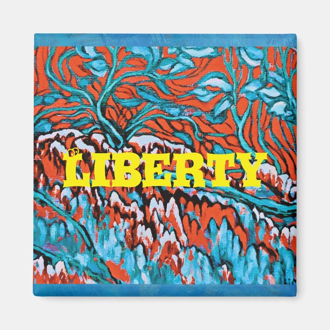 Íman Florestas Mágicas Coloridas Vermelhas e Azuis (Frente)