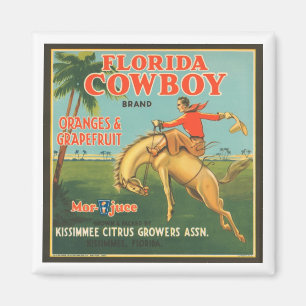 Íman Flórida Cowboy Kissimmee Citrus Producers Vintage