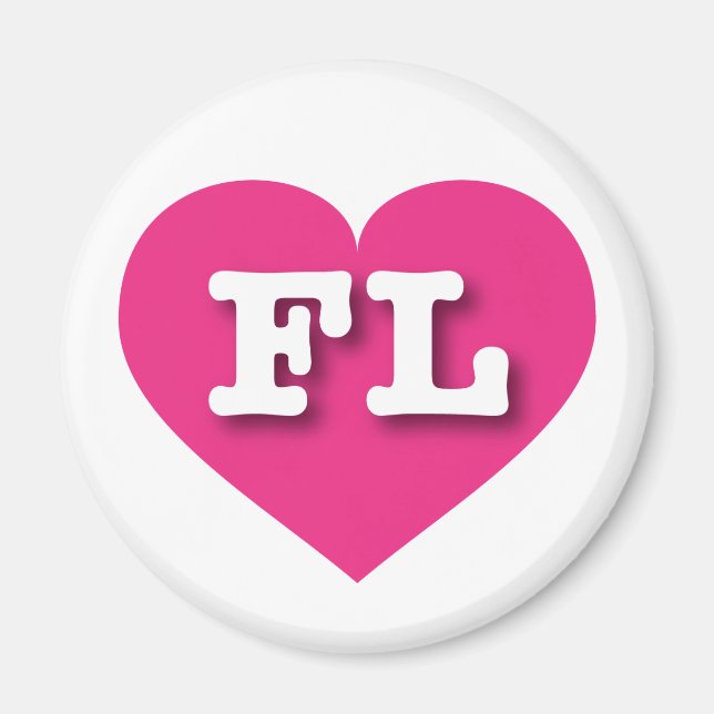 Íman Flórida Hot PInk Heart - Eu amo FL (Frente)